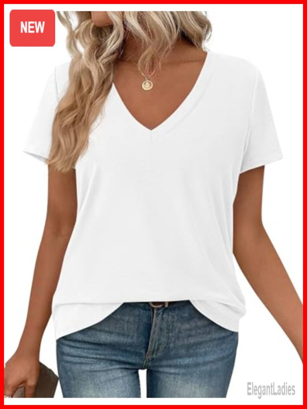 Oversized V-Neck Short Sleeve Relaxed Loose Fit Tee Shirt